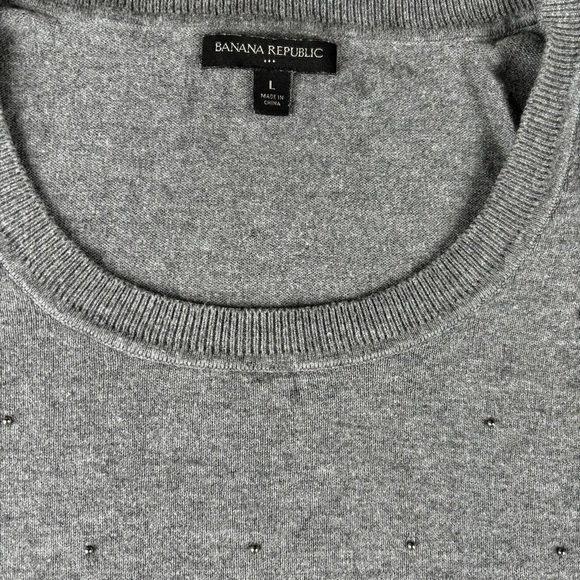 Banana Republic Gray Sweater With Silver Dots Size L - Picture 3 of 5